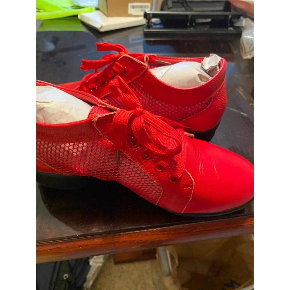 Italian Shoemakers Red Soft Leather Unisex Anti-Slip Comfort Shoes Size 10.5